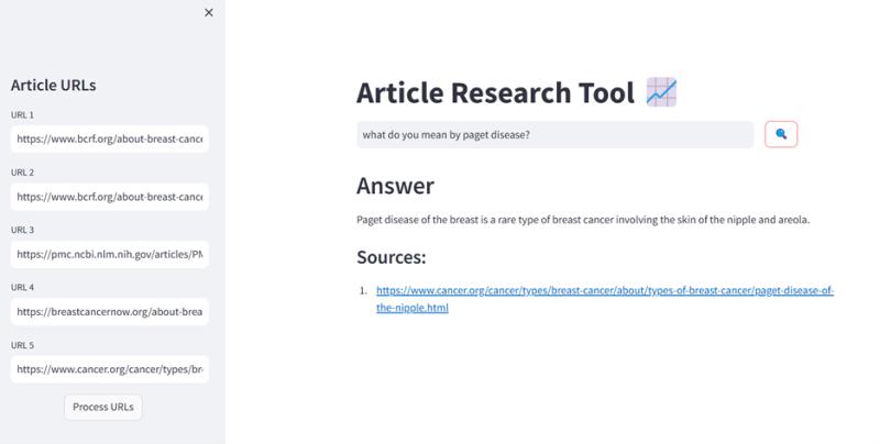 Research Article LLM Tool project screenshot.